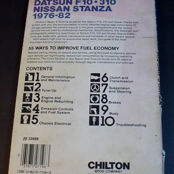 Chilton Datsun F10 – 310 Nissan / Stanza Repair Service Manual 1976 – 82 - Picture 3 of 5